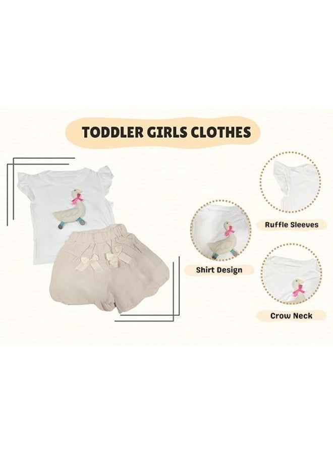 MINIIMODZ MINII MODZ Duck Appliqué Mini Shorts Set for Girls | Cute Summer Outfit with Bow Details - Image 3
